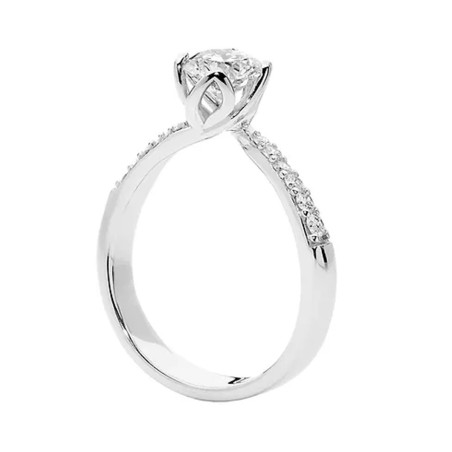 Anello solitario Petali Comete in oro e diamanti