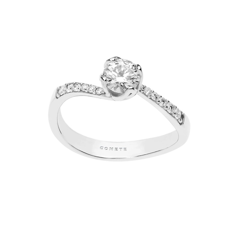 Anello solitario Petali Comete in oro e diamanti