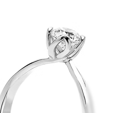 18 kt white gold Comete solitaire Petali ring