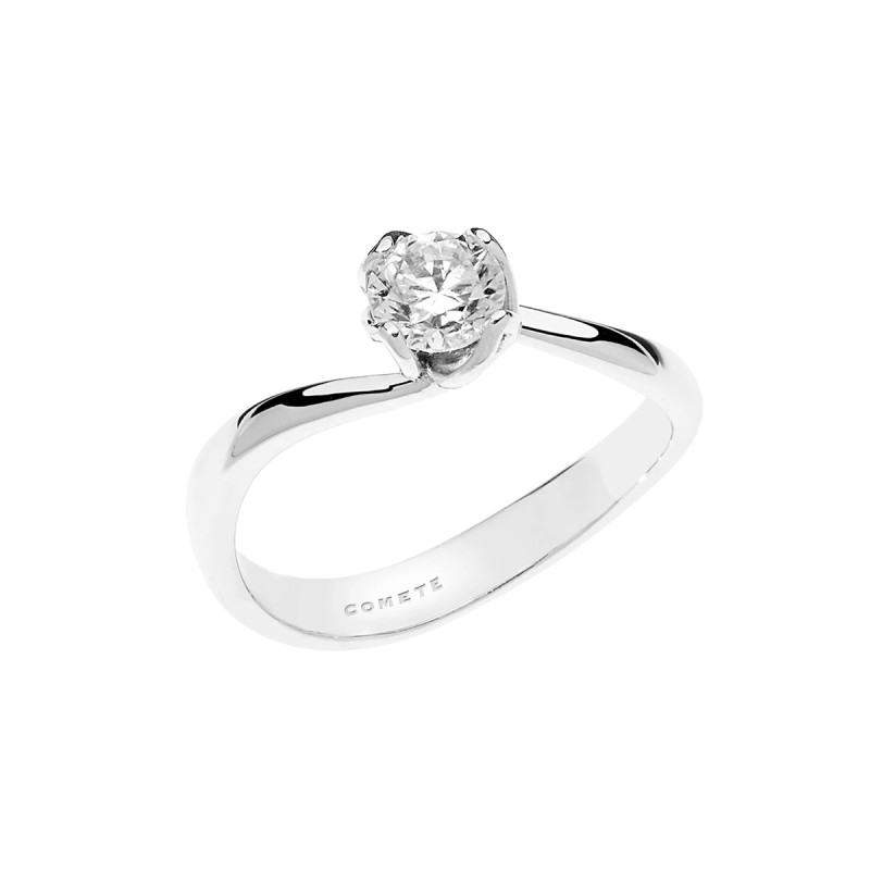 Anello solitario Petali Comete in oro e diamanti