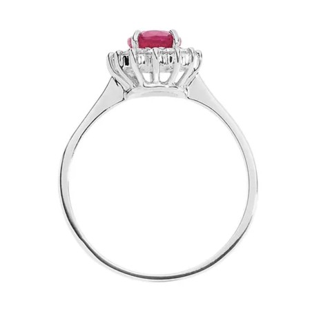 18 kt white gold Comete ring with ruby and diamonds