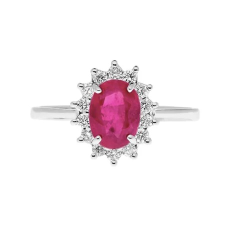 18 kt white gold Comete ring with ruby and diamonds