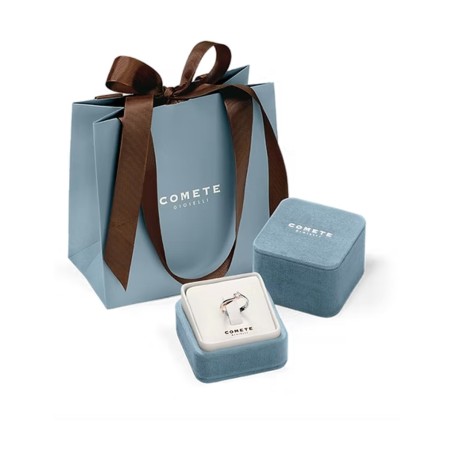 18 kt rose gold Comete ring with topaz and diamonds