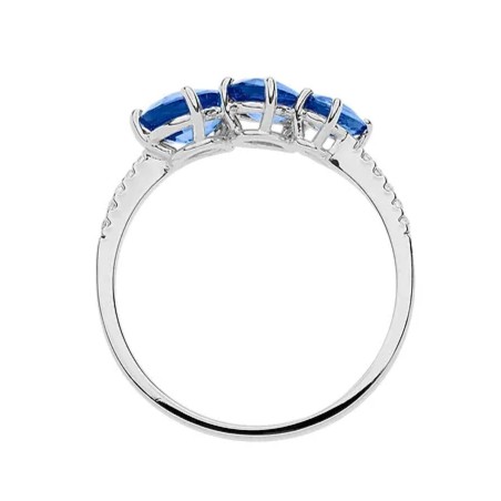 Anello Comete in oro bianco con zaffiri e diamanti