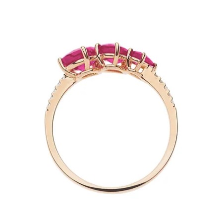 Anello Comete in oro rosa con rubini e diamanti