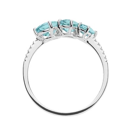 18 kt white gold Comete ring with aquamarine and diamonds