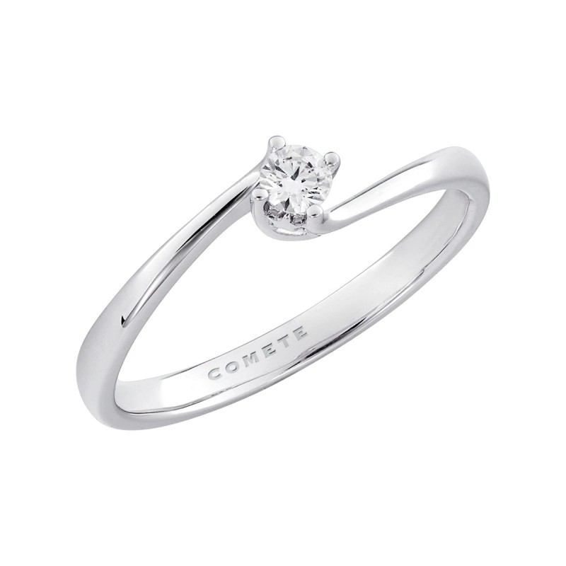 18 kt white gold Comete solitaire ring
