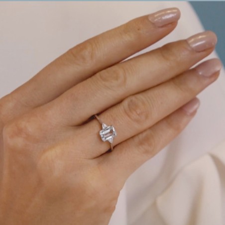 Anello Comete in oro bianco con acquamarina e diamanti