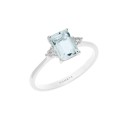 Anello Comete in oro bianco con acquamarina e diamanti