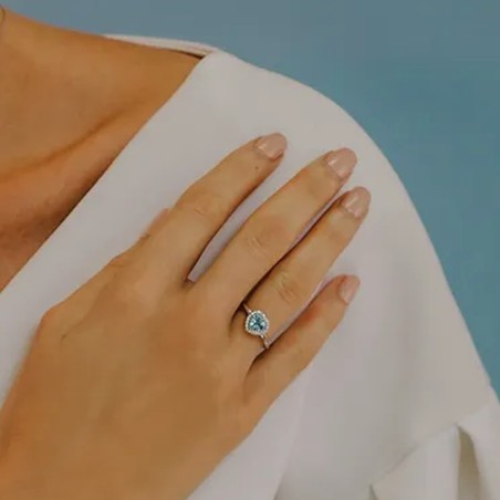 Anello Comete in oro bianco con acquamarina e diamanti