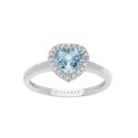 18kt white gold Comete ring with aquamarine and diamonds