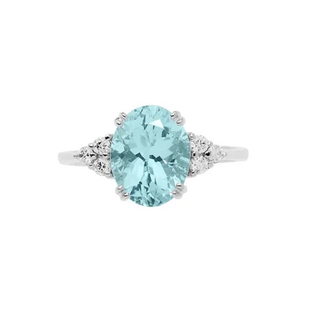 18kt white gold Comete ring with aquamarine and diamonds