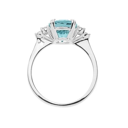 18kt white gold Comete ring with aquamarine and diamonds