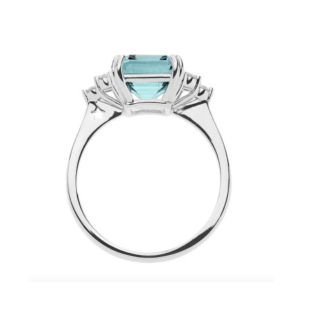 18kt white gold Comete ring with aquamarine and diamonds