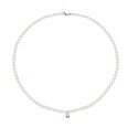 18kt white gold Comete necklace with cultured pearls, aquamarine and diamond