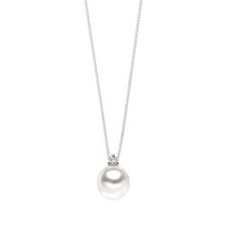 18kt white gold Comete necklace with cultured pearl and diamond
