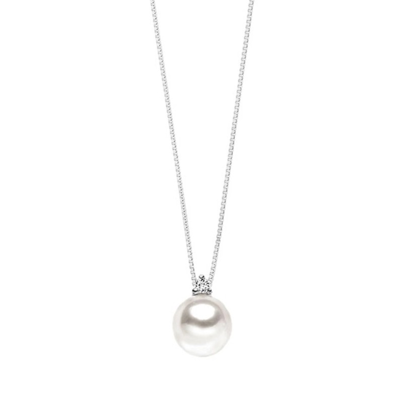 18kt white gold Comete necklace with cultured pearl and diamond