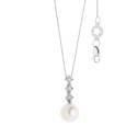 18kt white gold Comete necklace with cultured pearl and diamonds