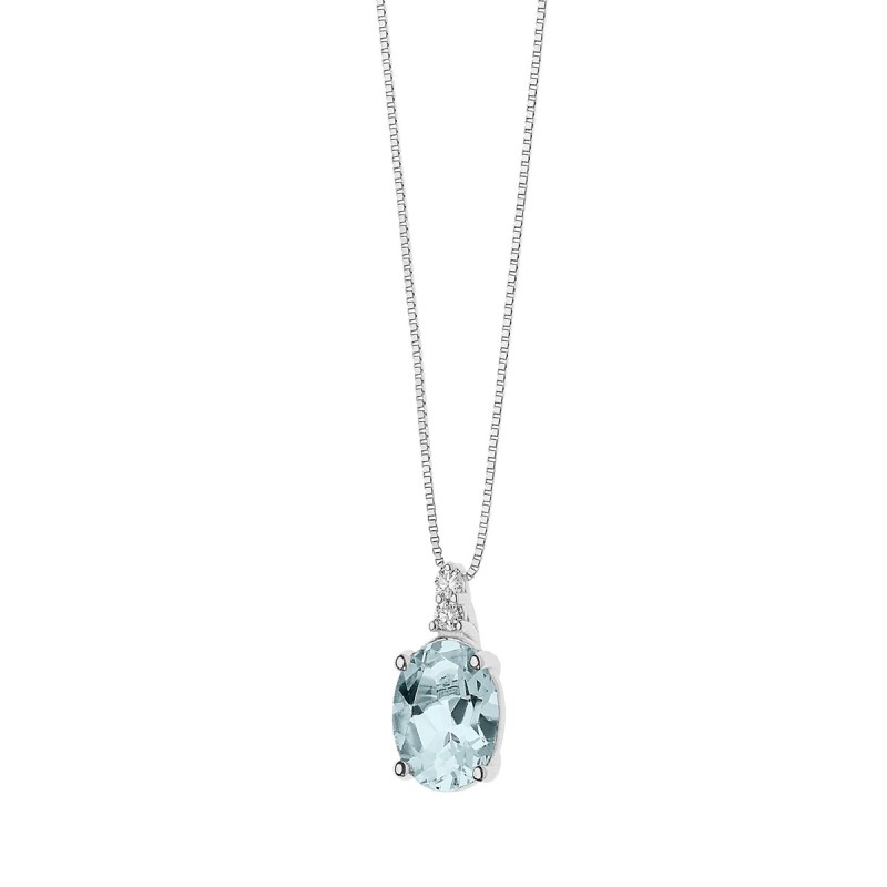 Collana in Oro 18kt con acquamarina e diamanti