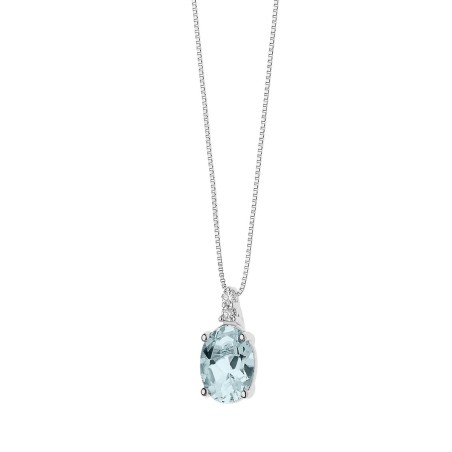 18kt white gold Comete necklace with aquamarine and diamonds