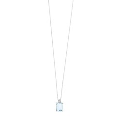 18kt white gold Comete necklace with aquamarine and diamond