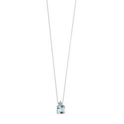 18kt white gold Comete necklace with aquamarine and diamond