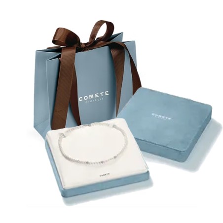 18kt white gold Comete necklace with aquamarine and diamond