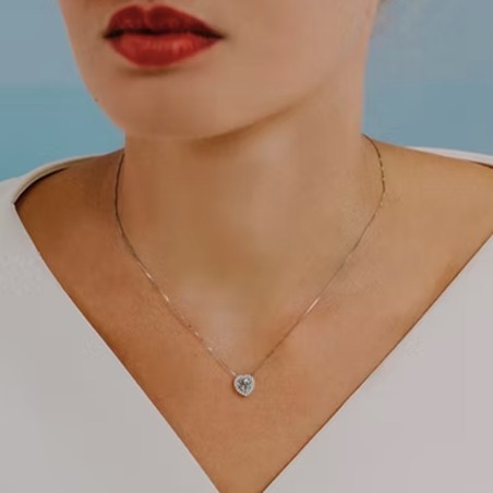 Collana in Oro 18kt con acquamarina e diamante