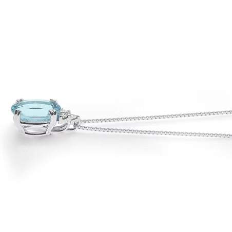 18kt white gold Comete necklace with aquamarine and diamond