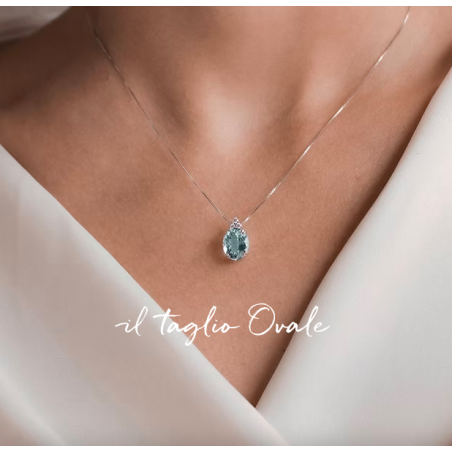 Collana in Oro 18kt con acquamarina e diamante