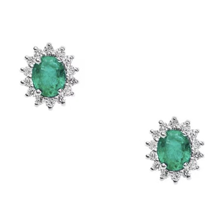 18 kt white gold Comete earrings with emeralds and diamonds