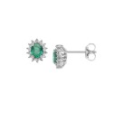 18 kt white gold Comete earrings with emeralds and diamonds