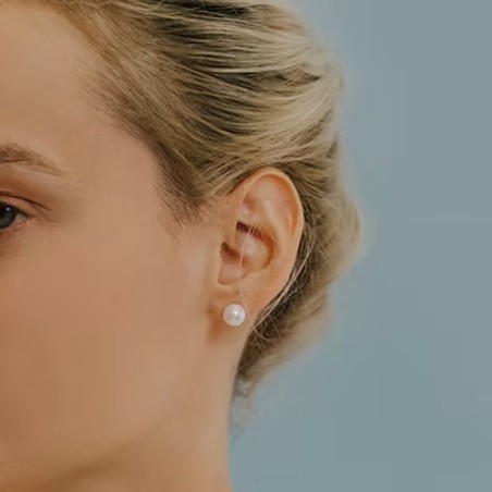 18 kt white gold Comete earrings with pearls