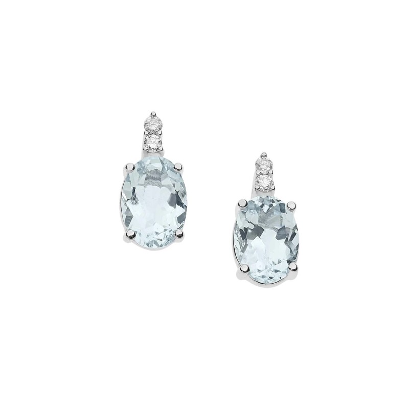 18 kt white gold Comete earrings with aquamarine and diamonds
