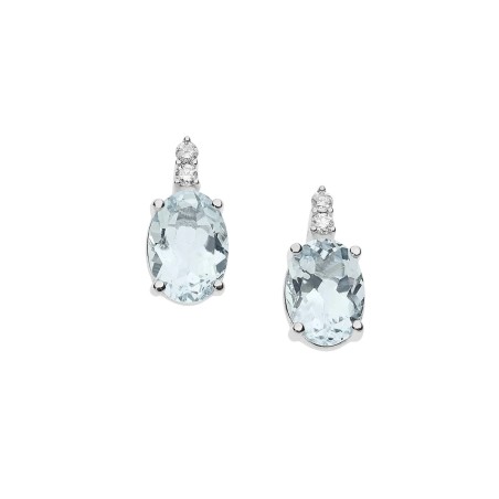 18 kt white gold Comete earrings with aquamarine and diamonds
