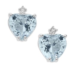 18 kt white gold Comete earrings with aquamarine and diamonds