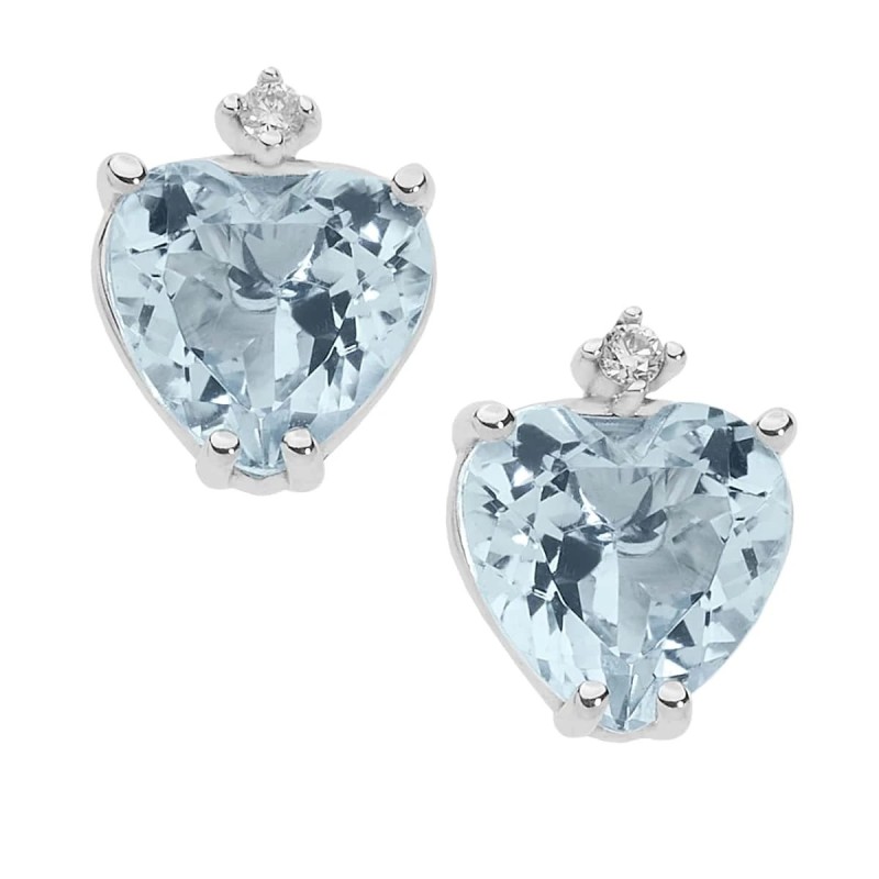 18 kt white gold Comete earrings with aquamarine and diamonds