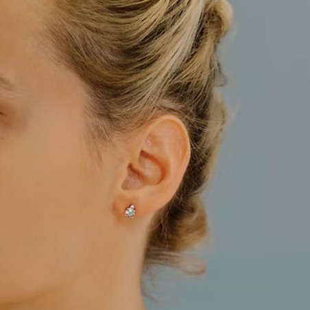 18 kt white gold Comete earrings with aquamarine and diamonds