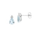 18 kt white gold Comete earrings with aquamarine and diamonds