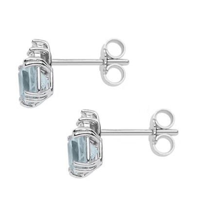 18 kt white gold Comete earrings with aquamarine and diamonds