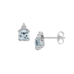 18 kt white gold Comete earrings with aquamarine and diamonds