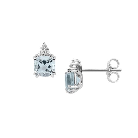 18 kt white gold Comete earrings with aquamarine and diamonds
