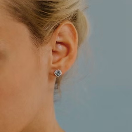 18 kt white gold Comete earrings with aquamarine and diamonds