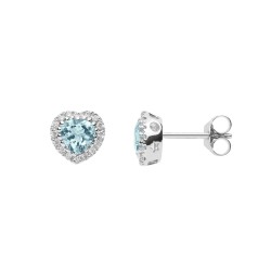 18 kt white gold Comete earrings with aquamarine and diamonds