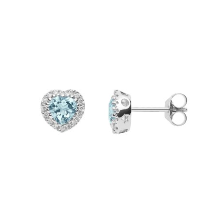 18 kt white gold Comete earrings with aquamarine and diamonds