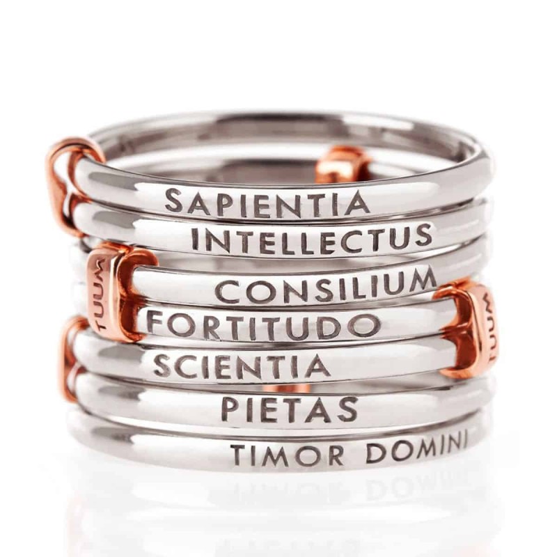 Tuum 925 sterling silver and rose gold Settedoni ring