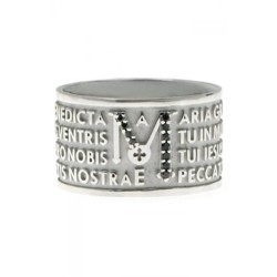 Tuam 925 sterling silver Hail Mary ring with black diamonds