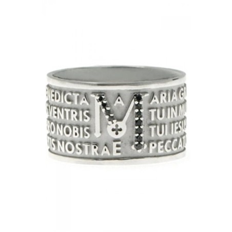 Tuam 925 sterling silver Hail Mary ring with black diamonds