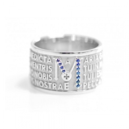 Tuam 925 sterling silver Hail Mary ring with sapphires