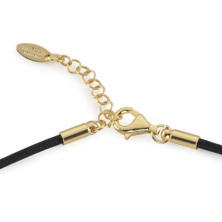 Adjustable crew neck cord with sterling silver closure